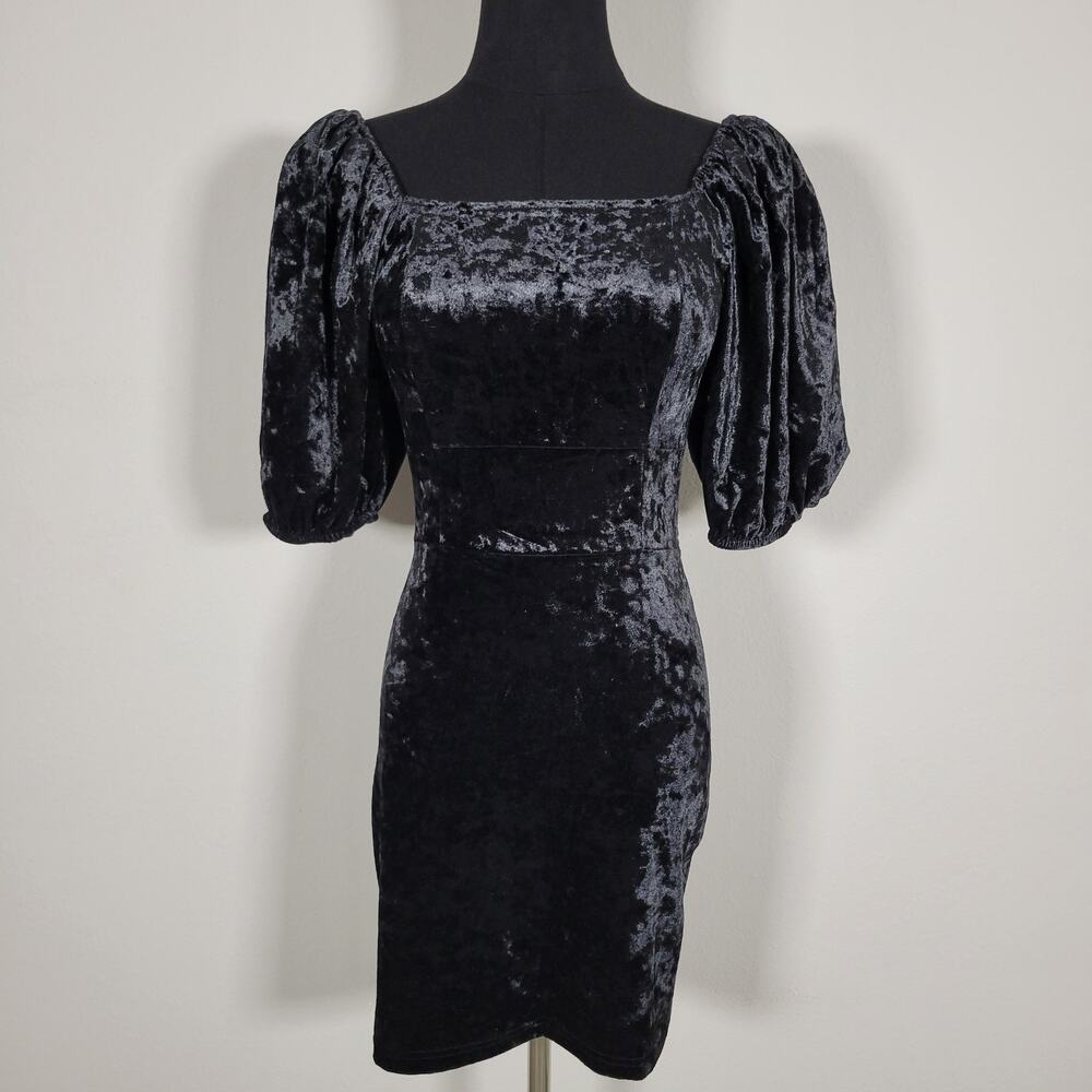 Kendall + Kylie Puff Sleeve Velvet Dress Smocked Whimsigoth Dark Academia Small